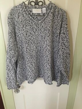 Black & White Tweed V-Neck Sweater